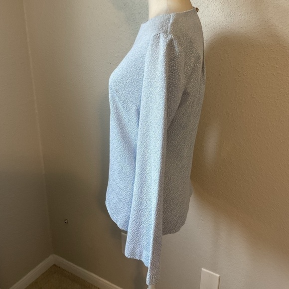 Lichi Blue White Tweed Keyhole Back Blouse Size Small - Picture 4 of 9